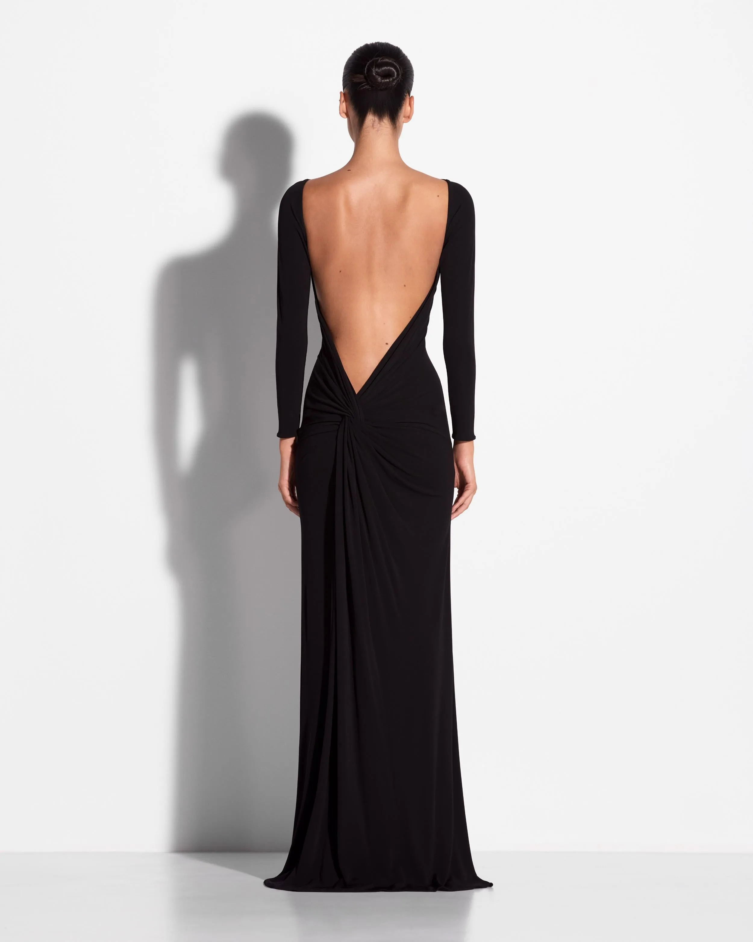 Long Sleeve Open Back Gown in Dry Jersey sold by Alex Perry product image thumbnail 2