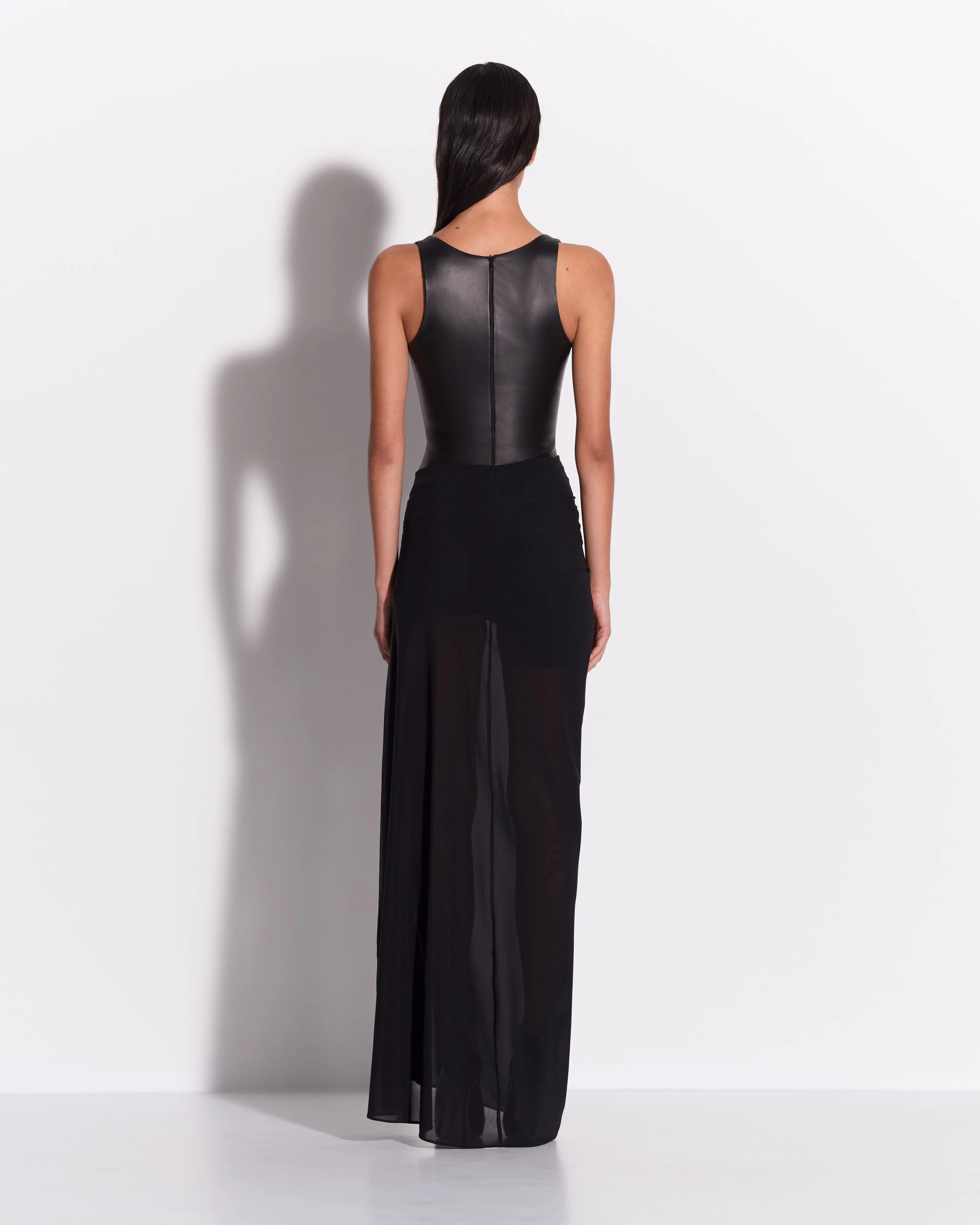 Scoop Singlet Bodysuit in Leather sold by Alex Perry product image thumbnail 2