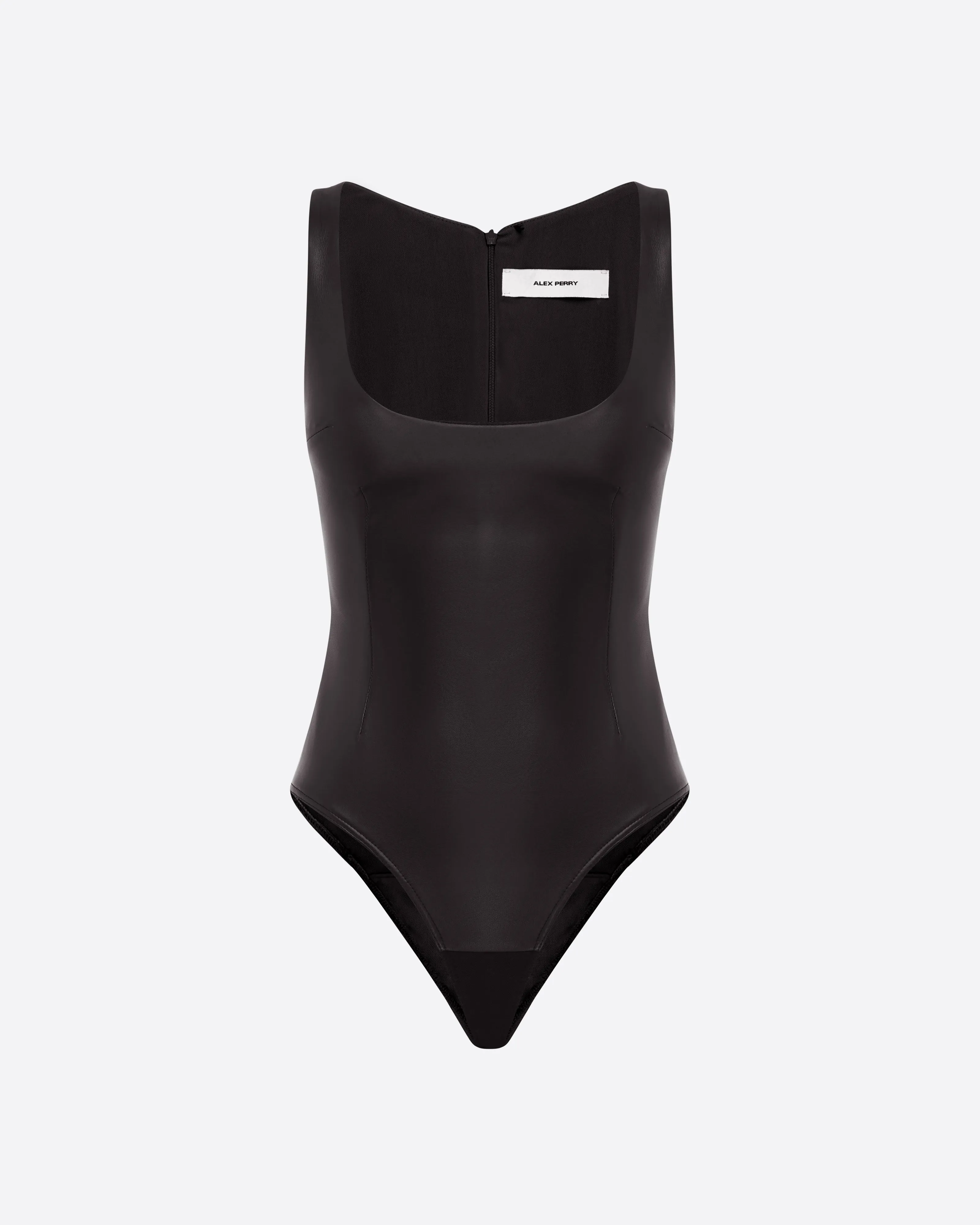 Scoop Singlet Bodysuit in Leather sold by Alex Perry product image thumbnail 3