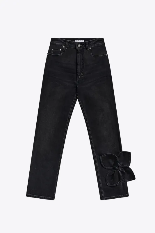 Denim Bow Straight Leg Jean made by AREA NYC