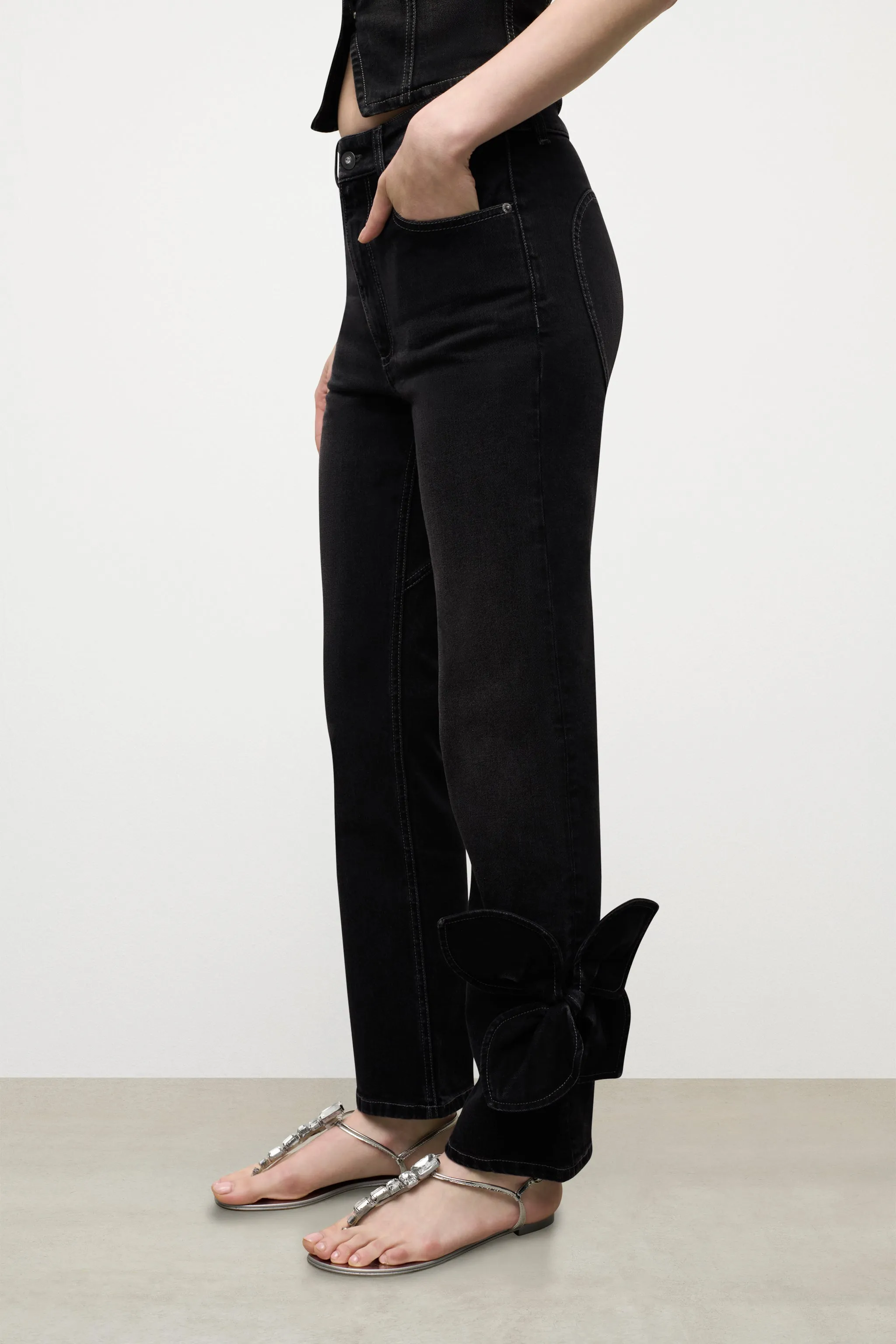 Denim Bow Straight Leg Jean sold by AREA NYC product image thumbnail 5