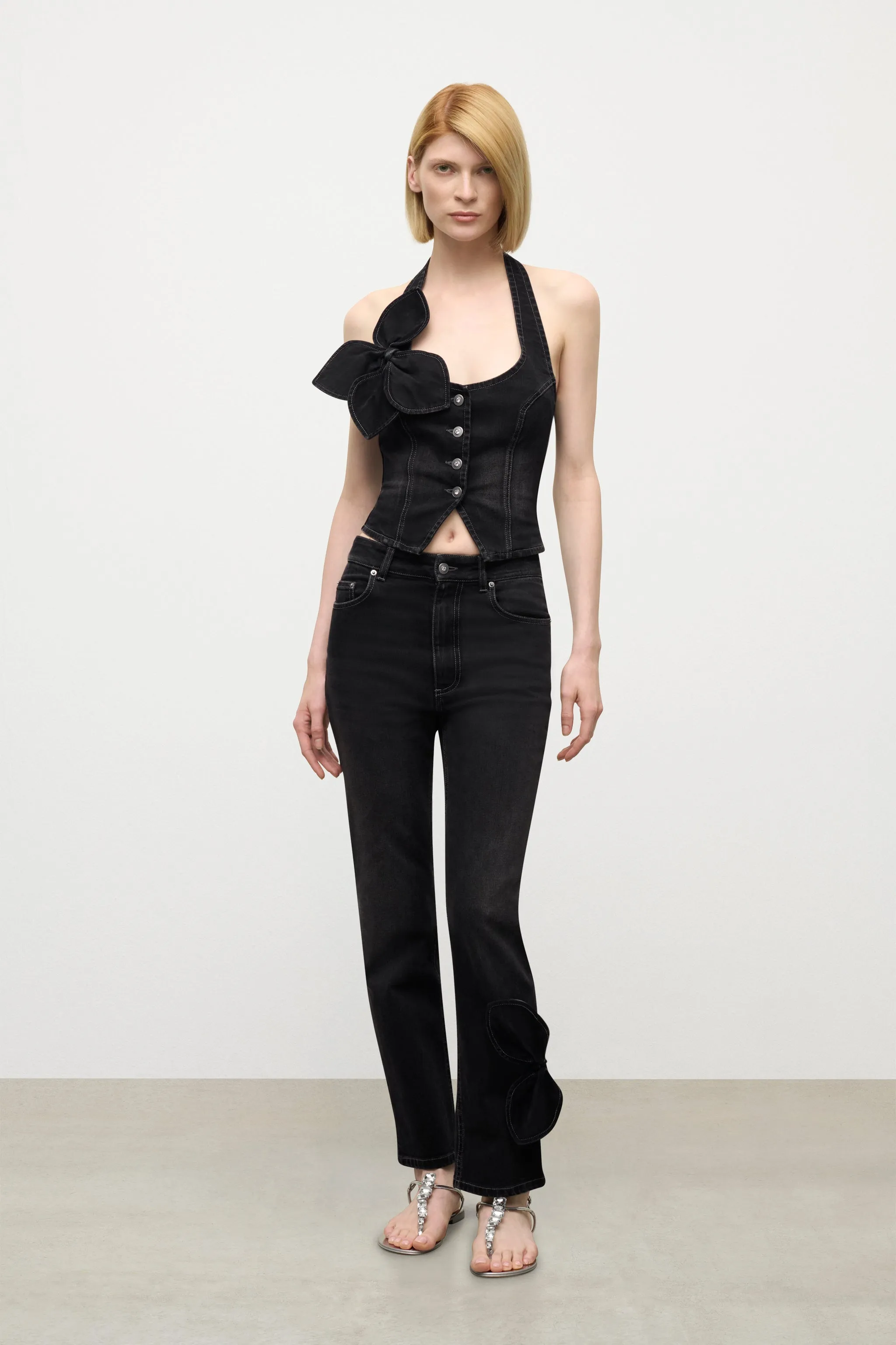 Denim Bow Straight Leg Jean sold by AREA NYC product image thumbnail 3