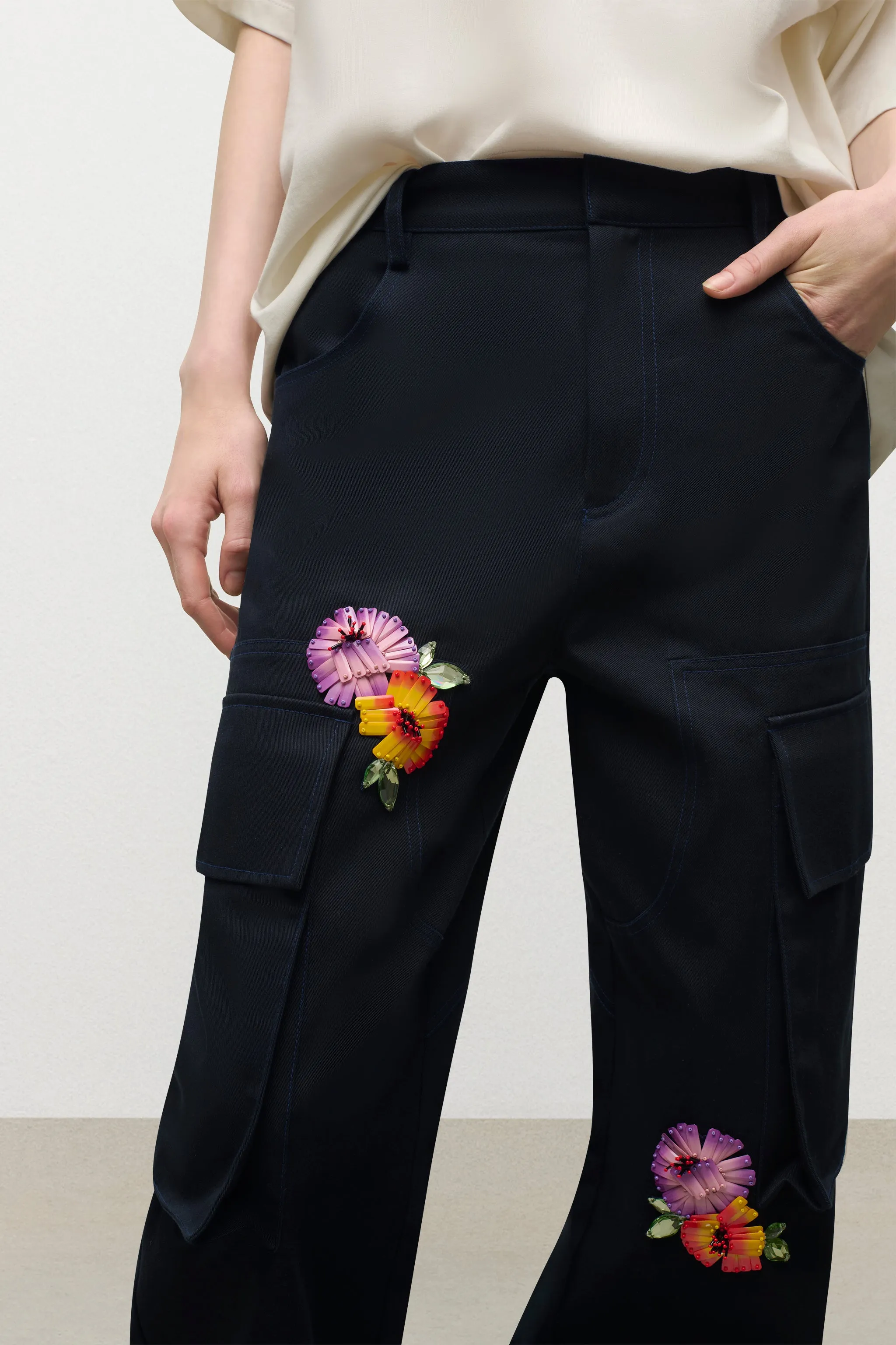 Embroidered Flower Cargo Pant sold by AREA NYC product image thumbnail 5