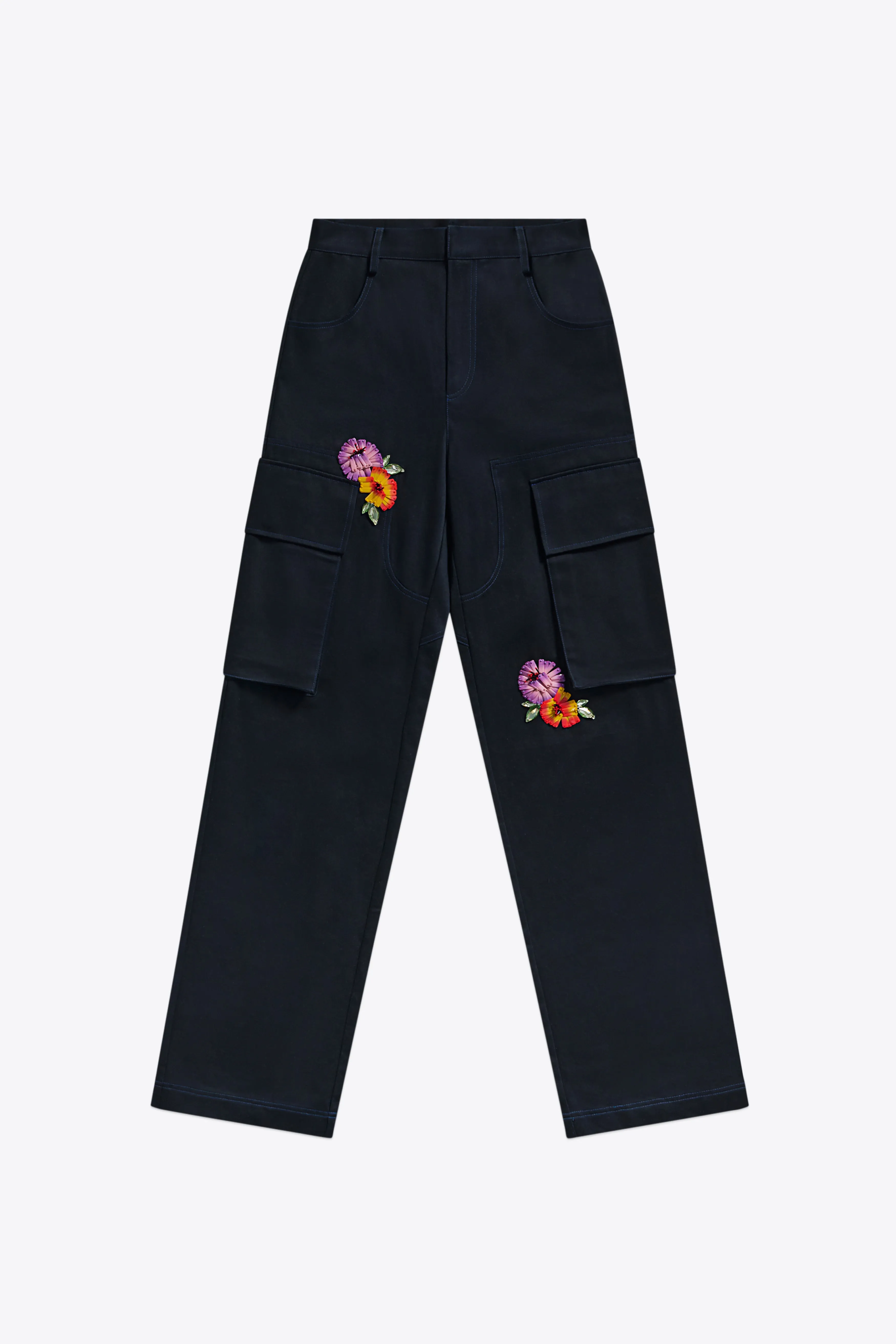 Embroidered Flower Cargo Pant sold by AREA NYC