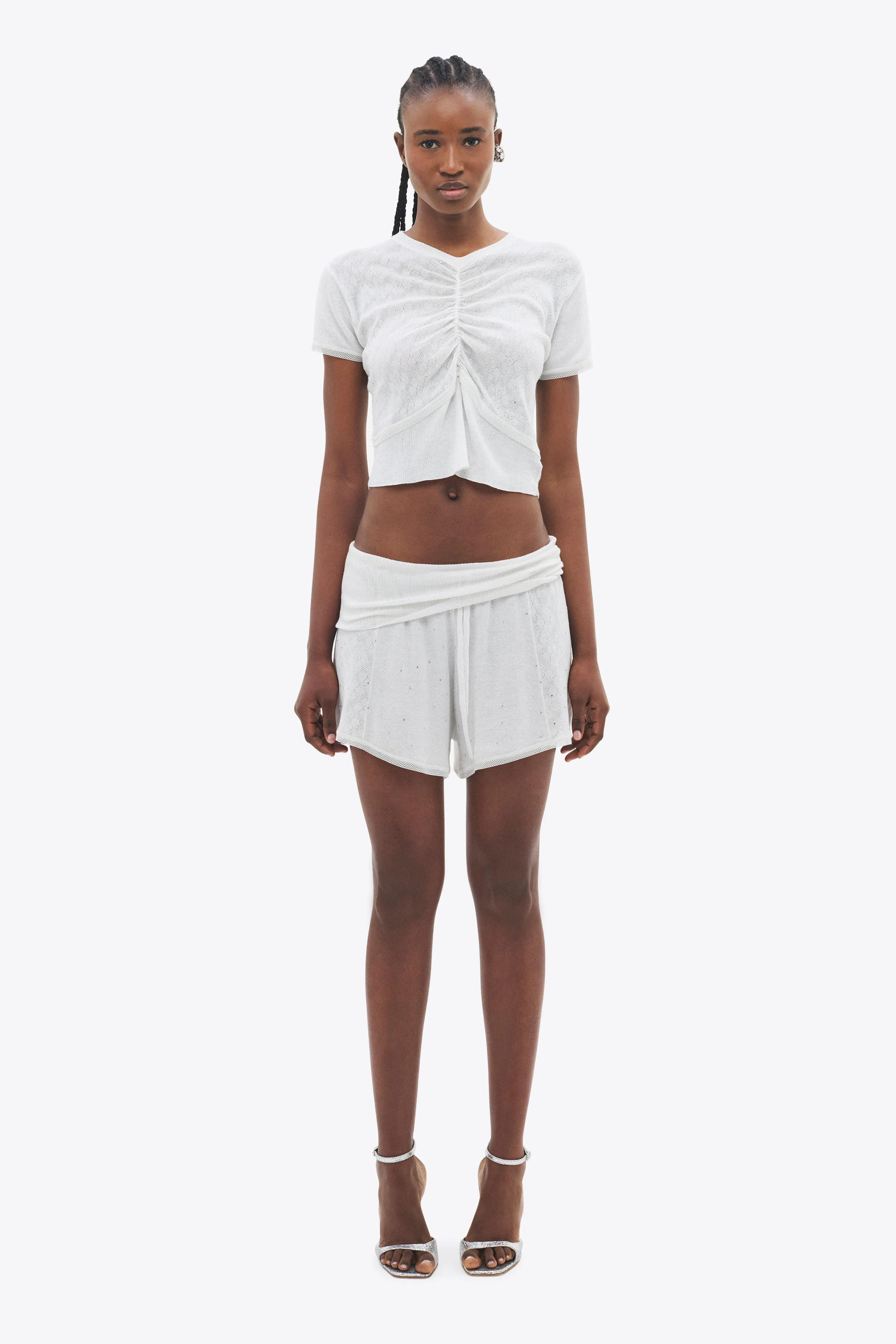 Girly Rib Knit Short Sleeve Top sold by AREA NYC product image thumbnail 3