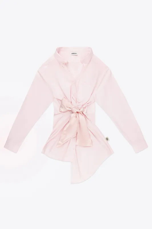 Satin Knot Oxford Shirt Dress made by AREA NYC
