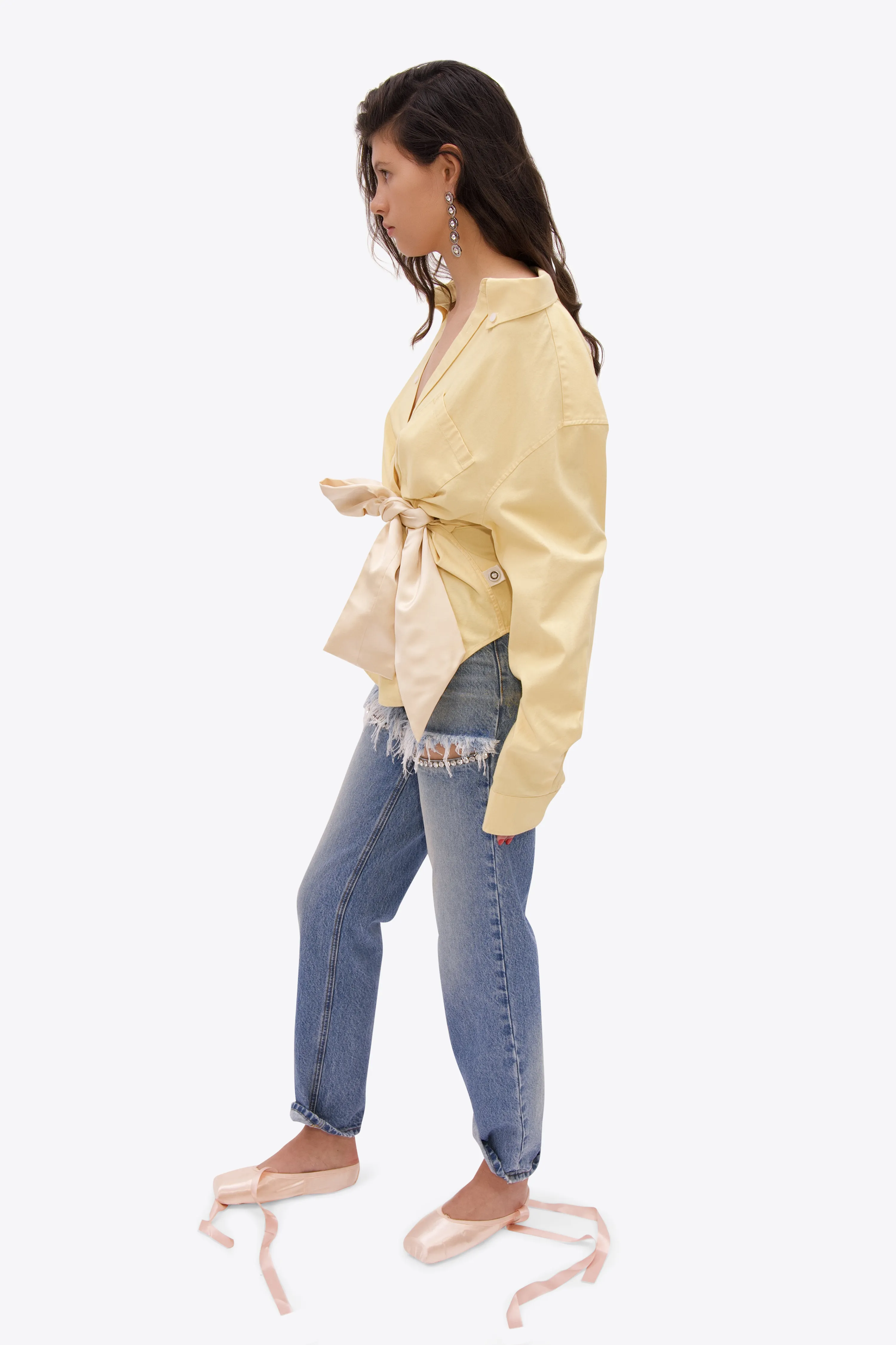 Satin Knot Oxford Shirt sold by AREA NYC product image thumbnail 3