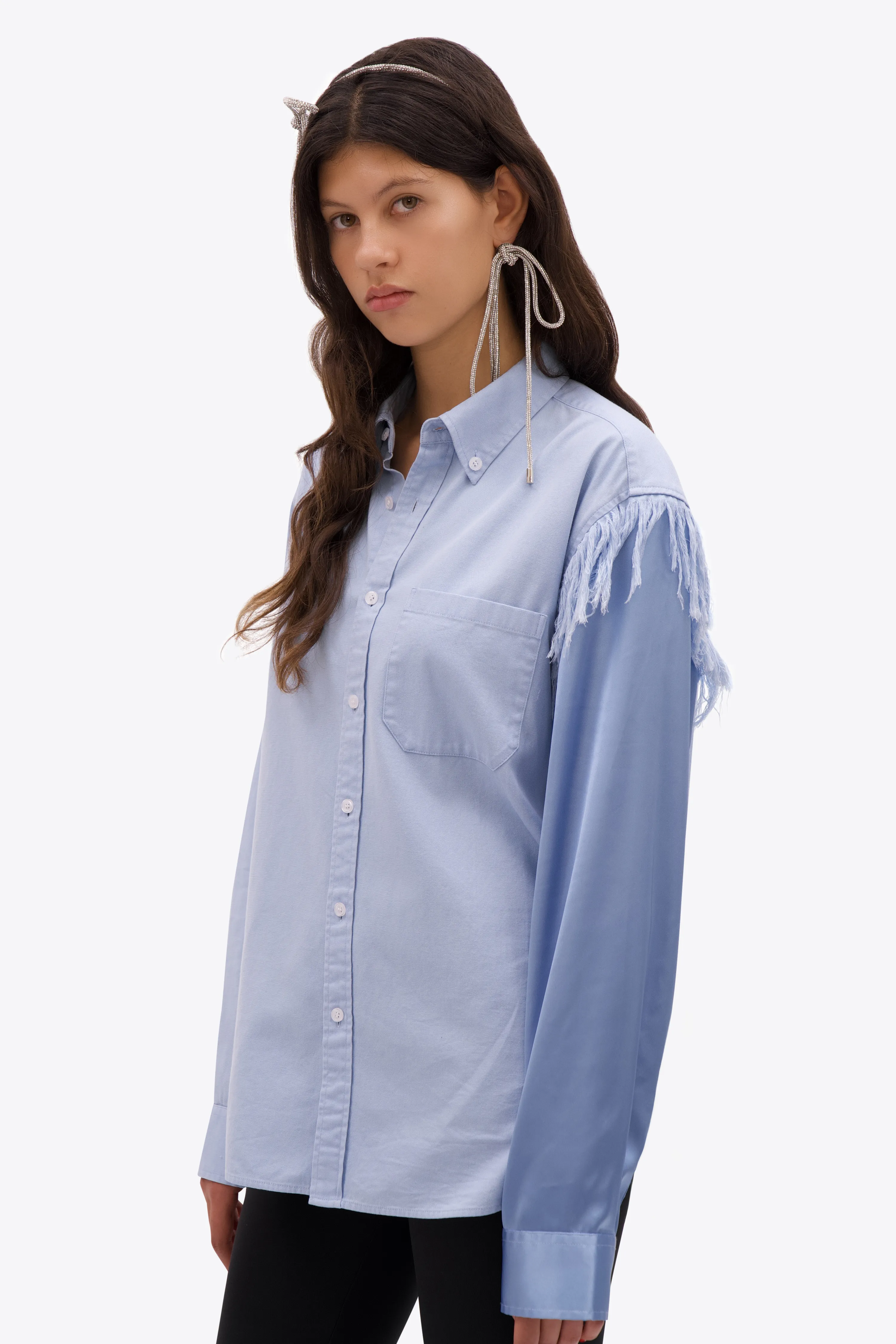 Deconstructed Satin Oxford Shirt sold by AREA NYC product image thumbnail 5
