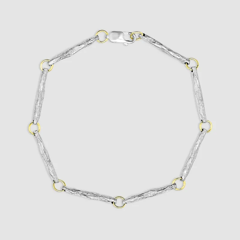 Ashdown Oak Bracelet - Silver With Gold Jump Loops made by Bleue Burnham