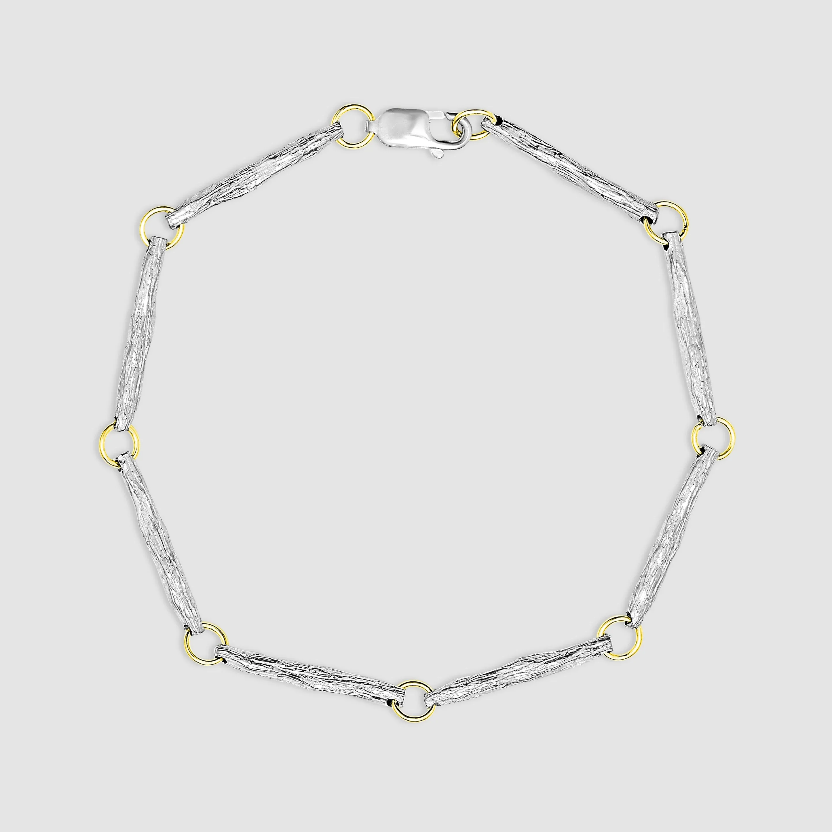 Ashdown Oak Bracelet - Silver With Gold Jump Loops sold by Bleue Burnham