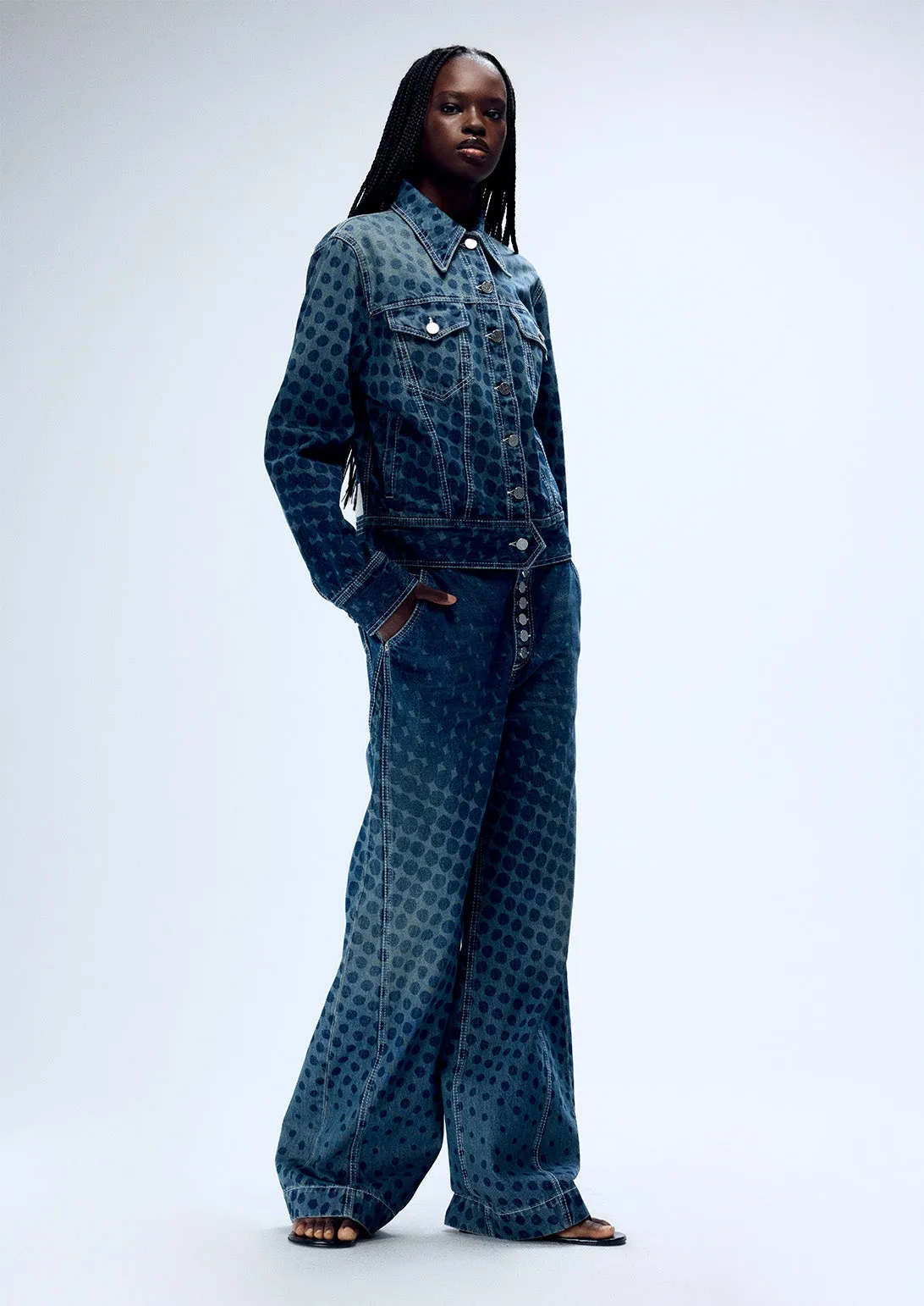 HALFTONE WIGGLE DOT STRAIGHT LEG JEAN sold by Christopher John Rogers
