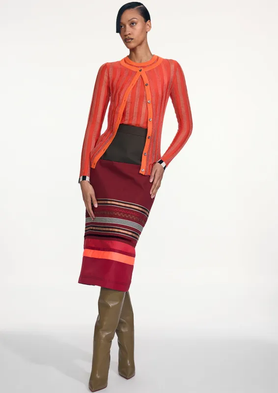 PLEATED CARDIGAN WITH ALPACA TRIM made by Christopher John Rogers