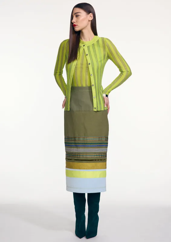PLEATED CARDIGAN WITH ALPACA TRIM made by Christopher John Rogers