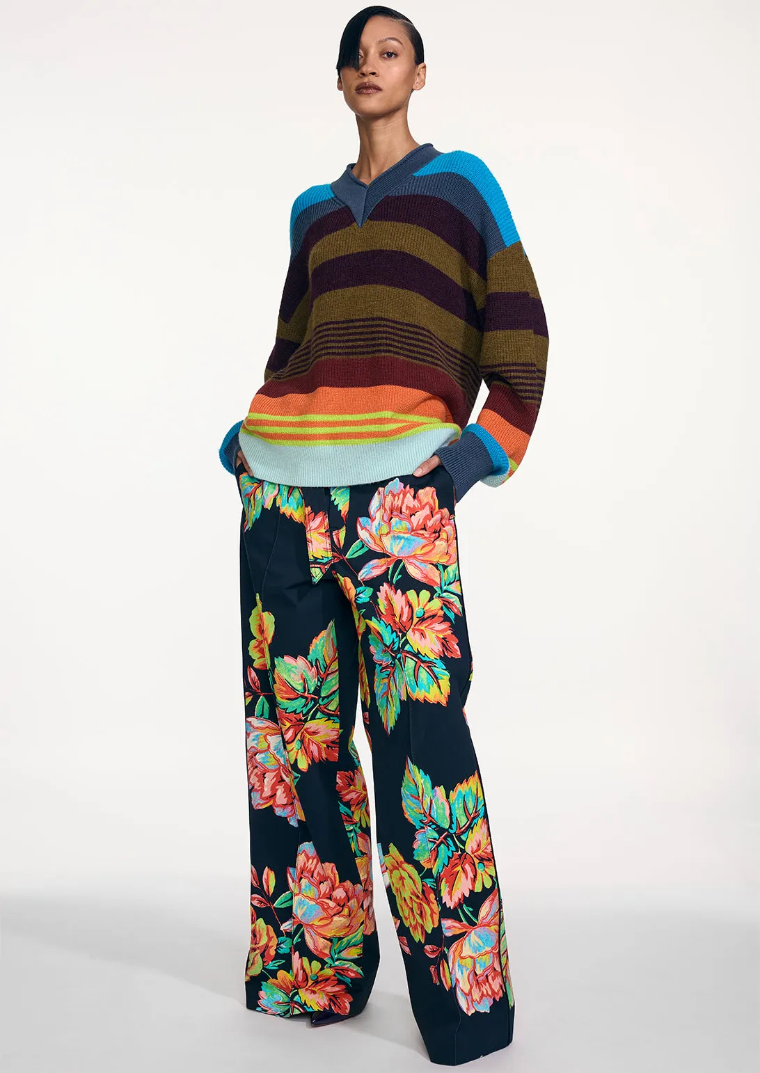 STRIPED V-NECK SWEATER sold by Christopher John Rogers product image thumbnail 2