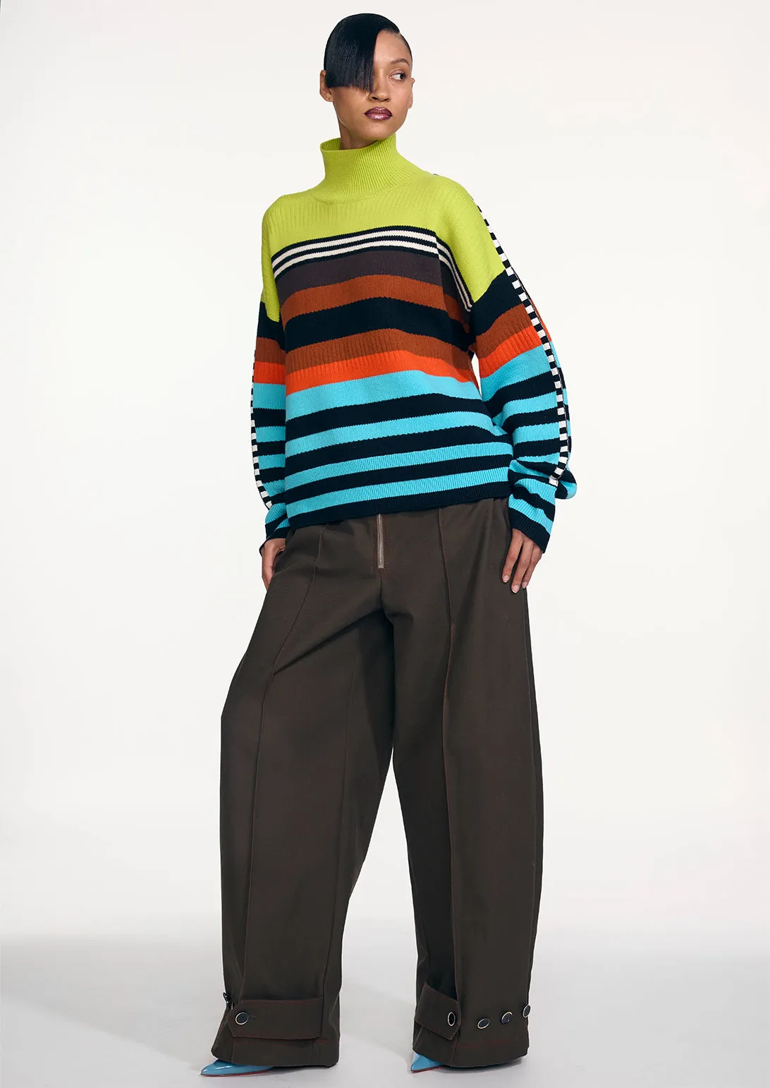 STRIPED BRUSHED OVERSIZED TURTLENECK sold by Christopher John Rogers product image thumbnail 2