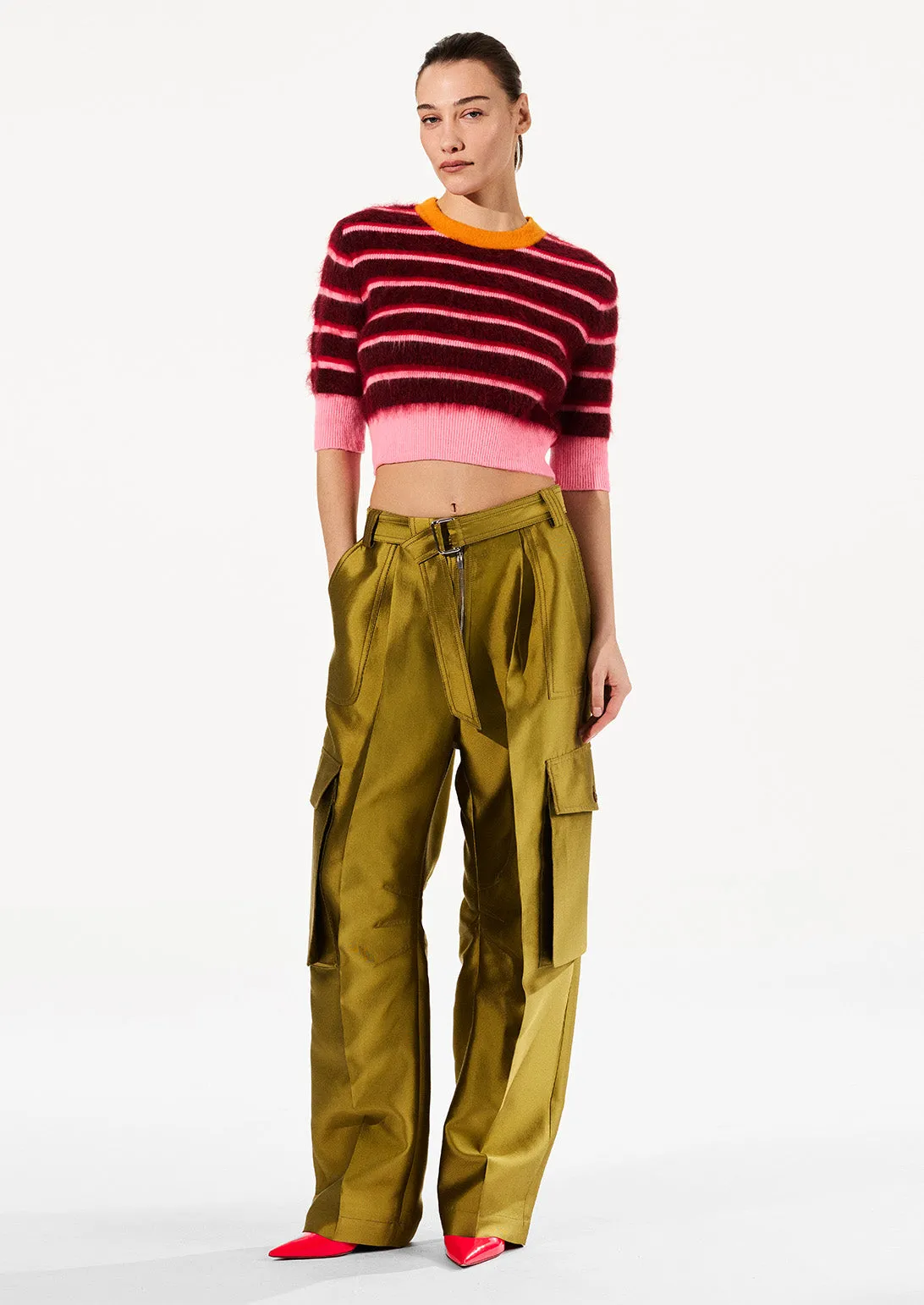 STRIPED CROPPED RINGER TEE sold by Christopher John Rogers