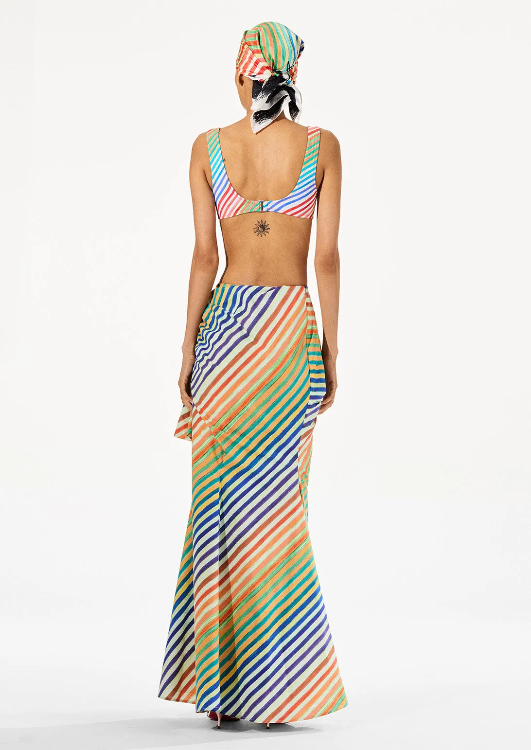 BIAS CRAYON STRIPE SARONG SKIRT sold by Christopher John Rogers product image thumbnail 3