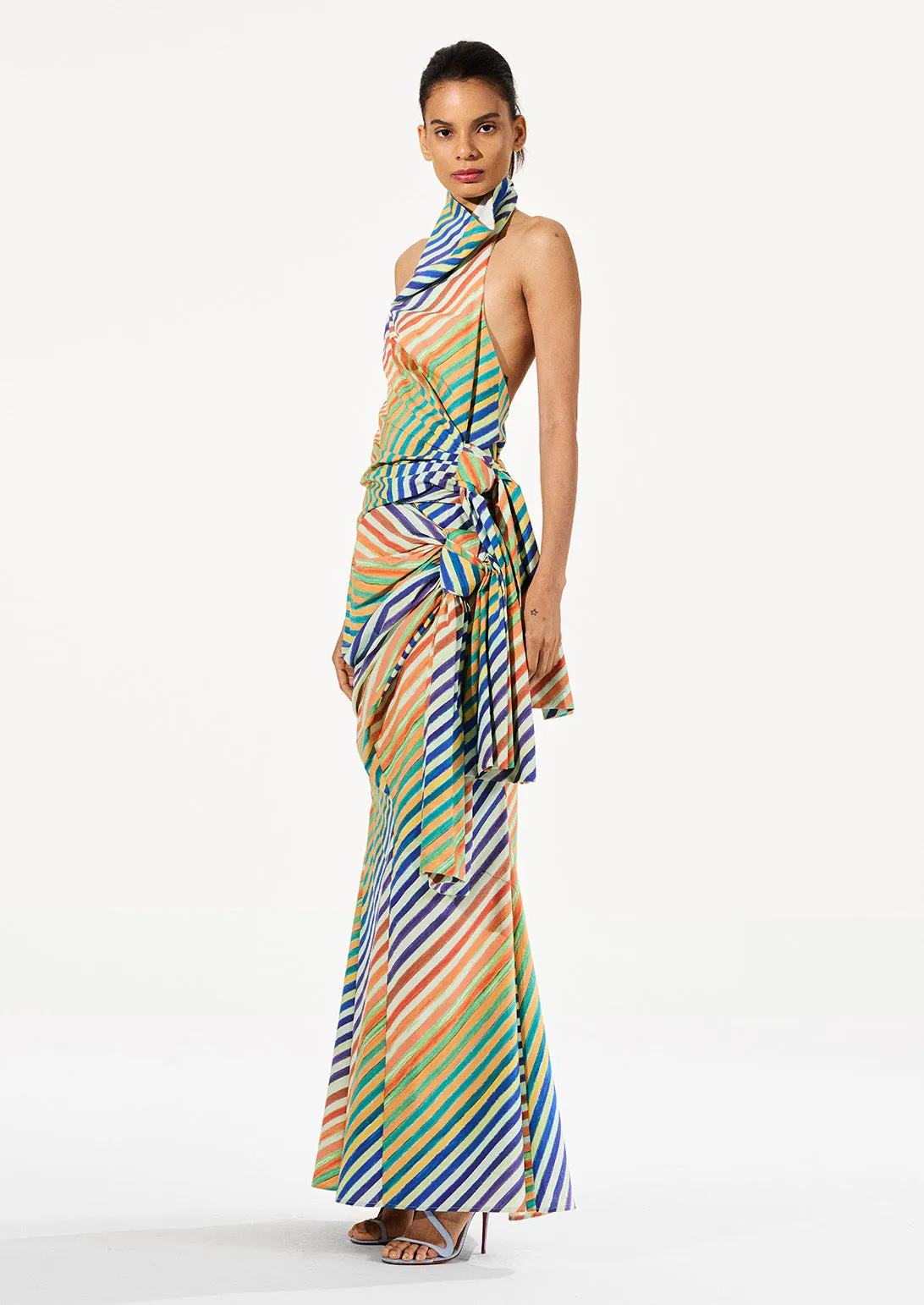 BIAS CRAYON STRIPE SARONG SKIRT sold by Christopher John Rogers