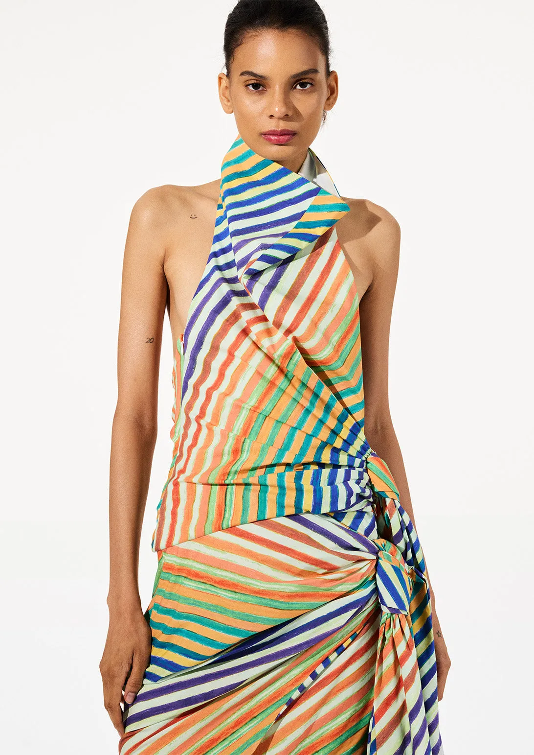 BIAS CRAYON STRIPE SARONG BLOUSE sold by Christopher John Rogers product image thumbnail 2