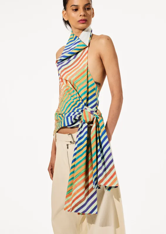 BIAS CRAYON STRIPE SARONG BLOUSE made by Christopher John Rogers