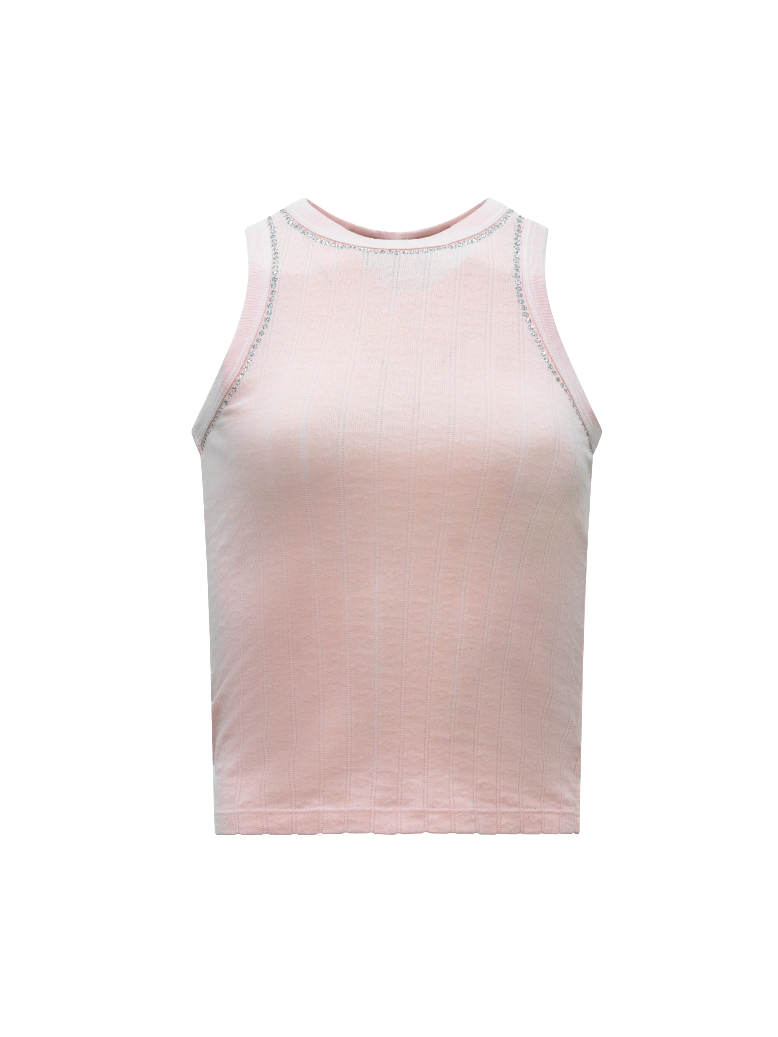 CARLY CRYSTAL-HEARTS POINTELLE JERSEY TANK TOP sold by Coût De La Liberté