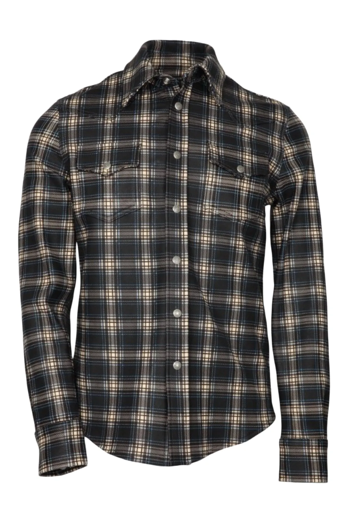 Stevie-Printed Plaid Leather Western Shirt sold by Coût De La Liberté