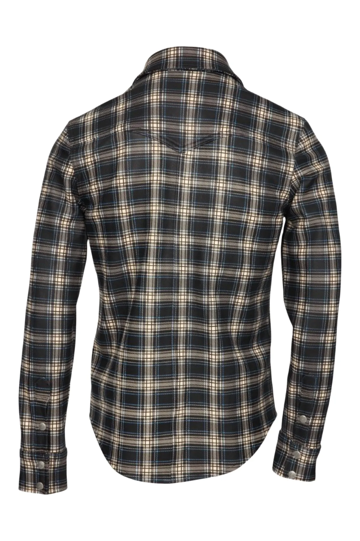 Stevie-Printed Plaid Leather Western Shirt sold by Coût De La Liberté product image thumbnail 2
