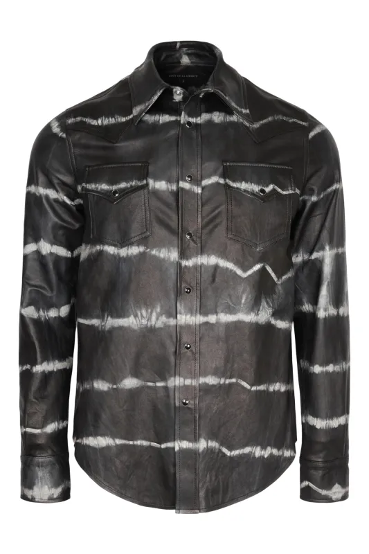 Stevie-Western Shirt-Leather Tie Dye made by Coût De La Liberté