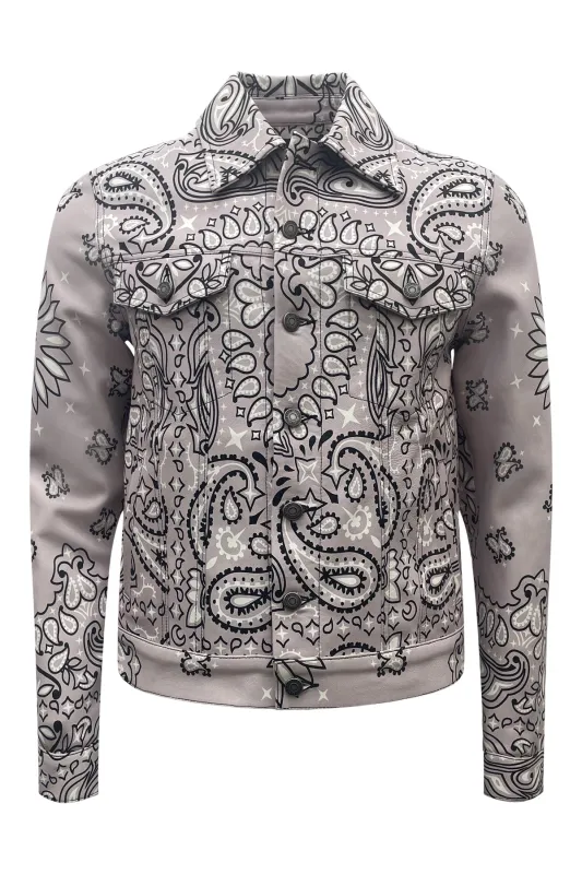 Johnny/Leather Bandana Print/Trucker Jacket made by Coût De La Liberté