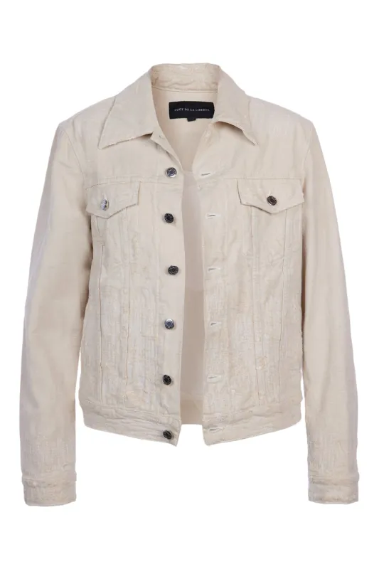 Johnny-Destroyed Rigid Twill-Trucker Jacket made by Coût De La Liberté