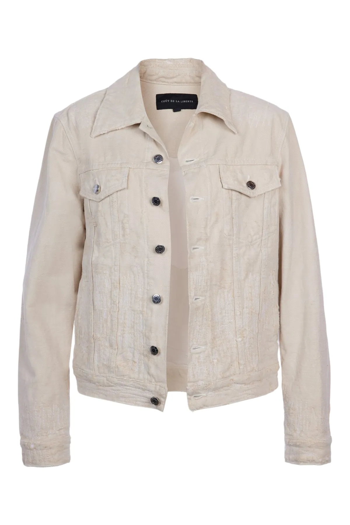 Johnny-Destroyed Rigid Twill-Trucker Jacket sold by Coût De La Liberté