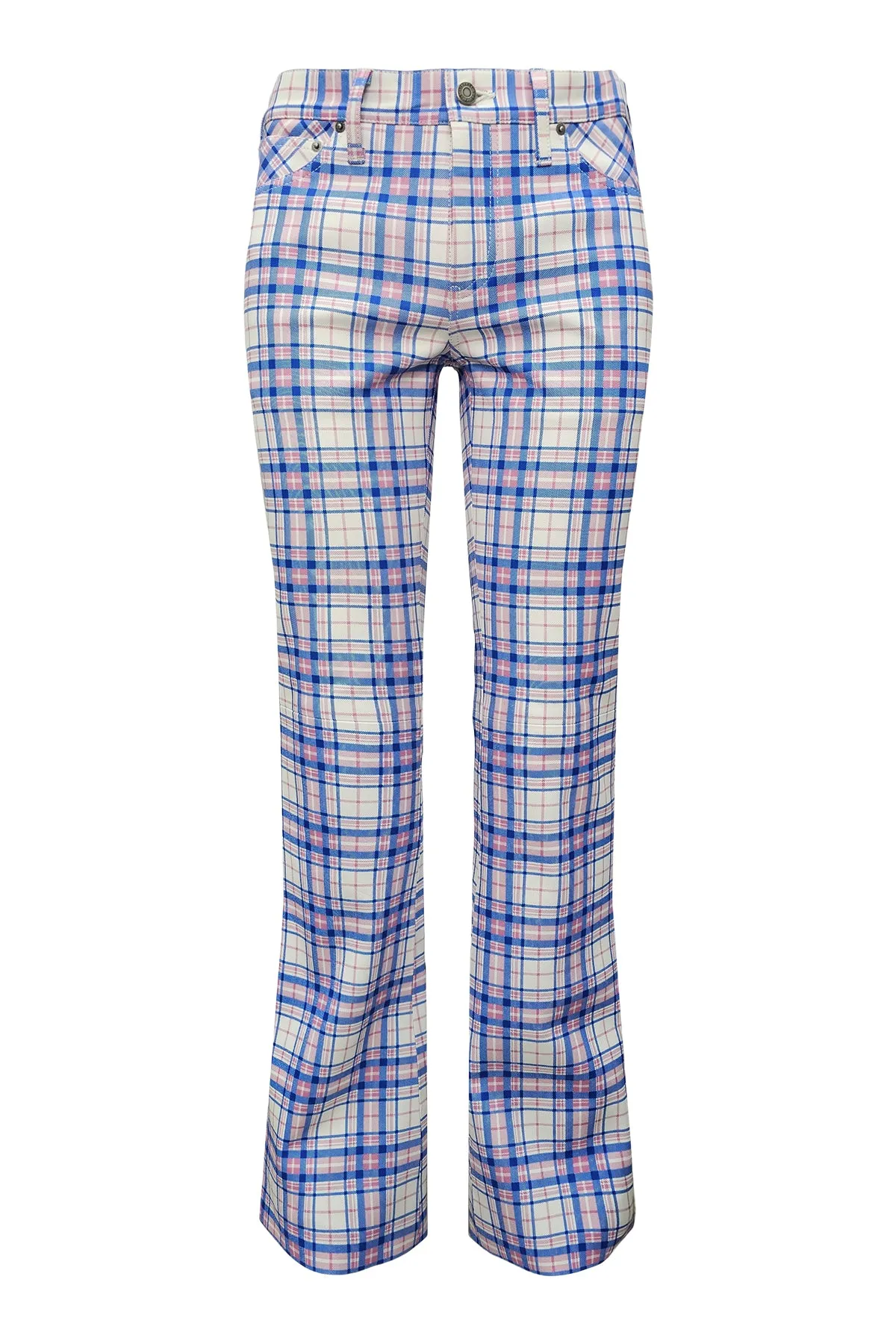 Jimmy Plaid Leather Print Flare sold by Coût De La Liberté