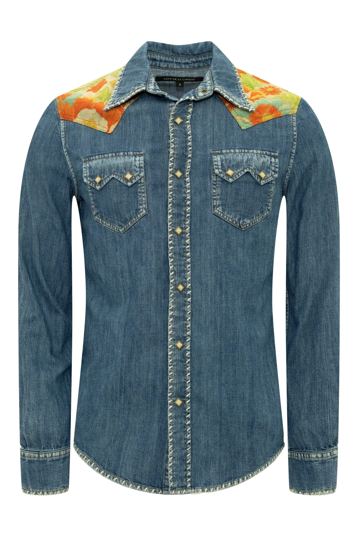 Andrew Rigid Denim Western Shirt sold by Coût De La Liberté