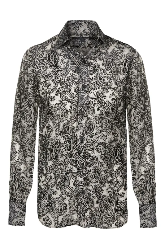 Bowie-Velvet Print Chiffon Classic Shirt made by Coût De La Liberté