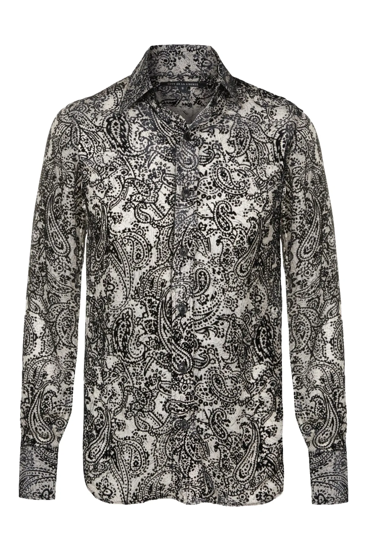Bowie-Velvet Print Chiffon Classic Shirt sold by Coût De La Liberté