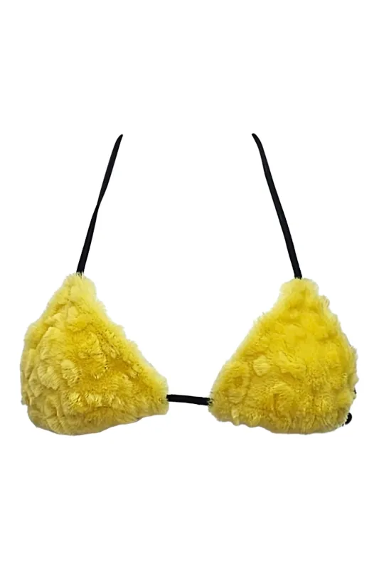 Liya Leopard Shearling Leather Bra Top made by Coût De La Liberté
