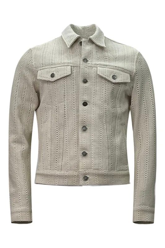 Johnny Die Cut Leather Trucker Jacket made by Coût De La Liberté