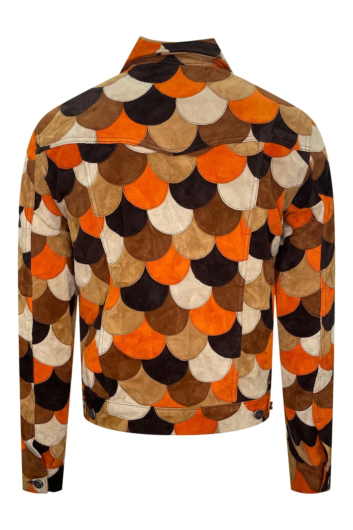 Johnny Circular Stretch Suede Patchwork Trucker Jacket sold by Coût De La Liberté product image thumbnail 2