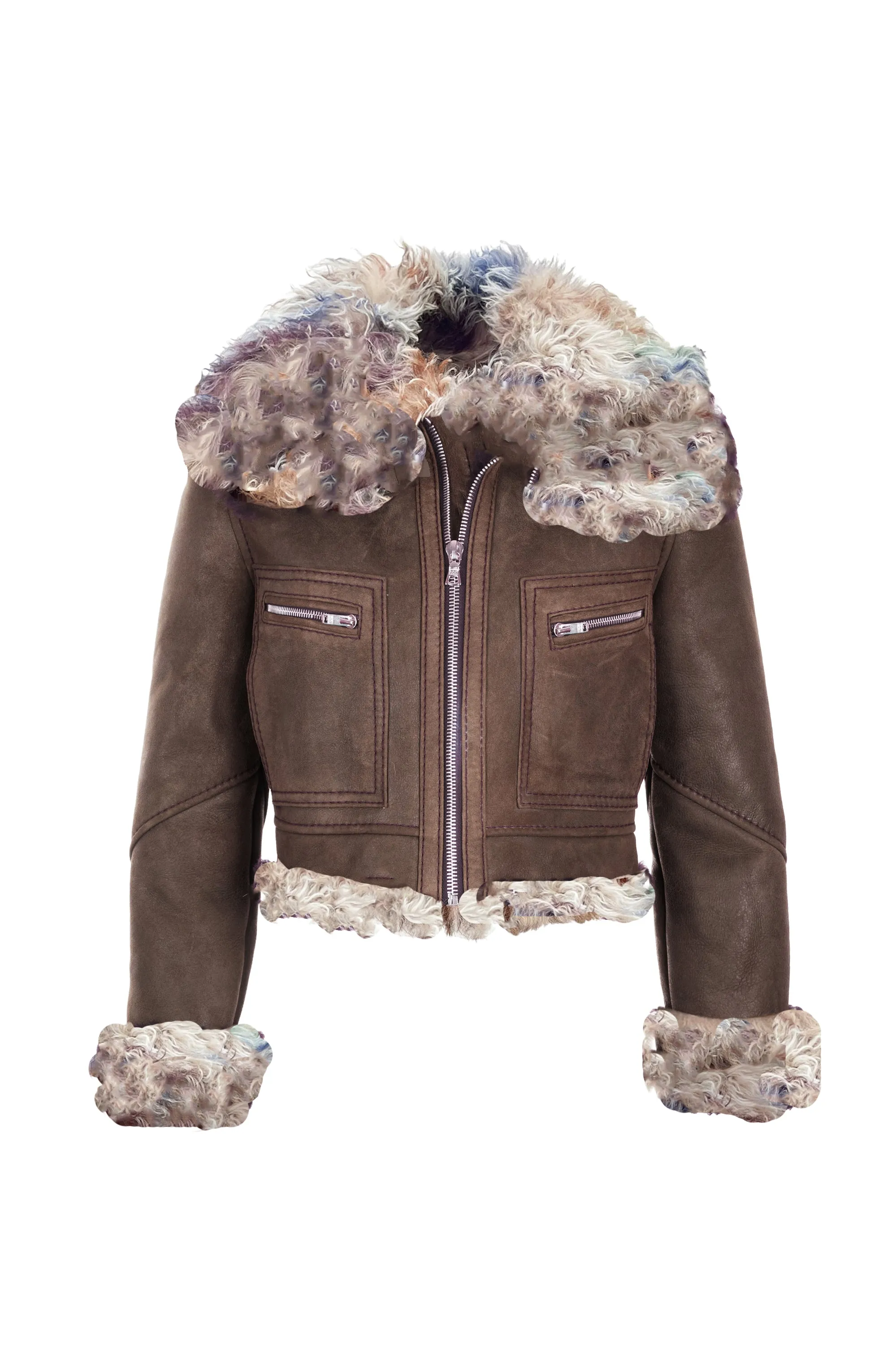 Bella - Wool Shearling Wide Collar Crop Jacket sold by Coût De La Liberté
