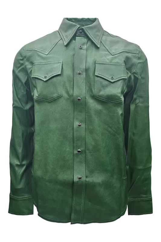 Stevie Stretch Plonge Leather Western Shirt made by Coût De La Liberté