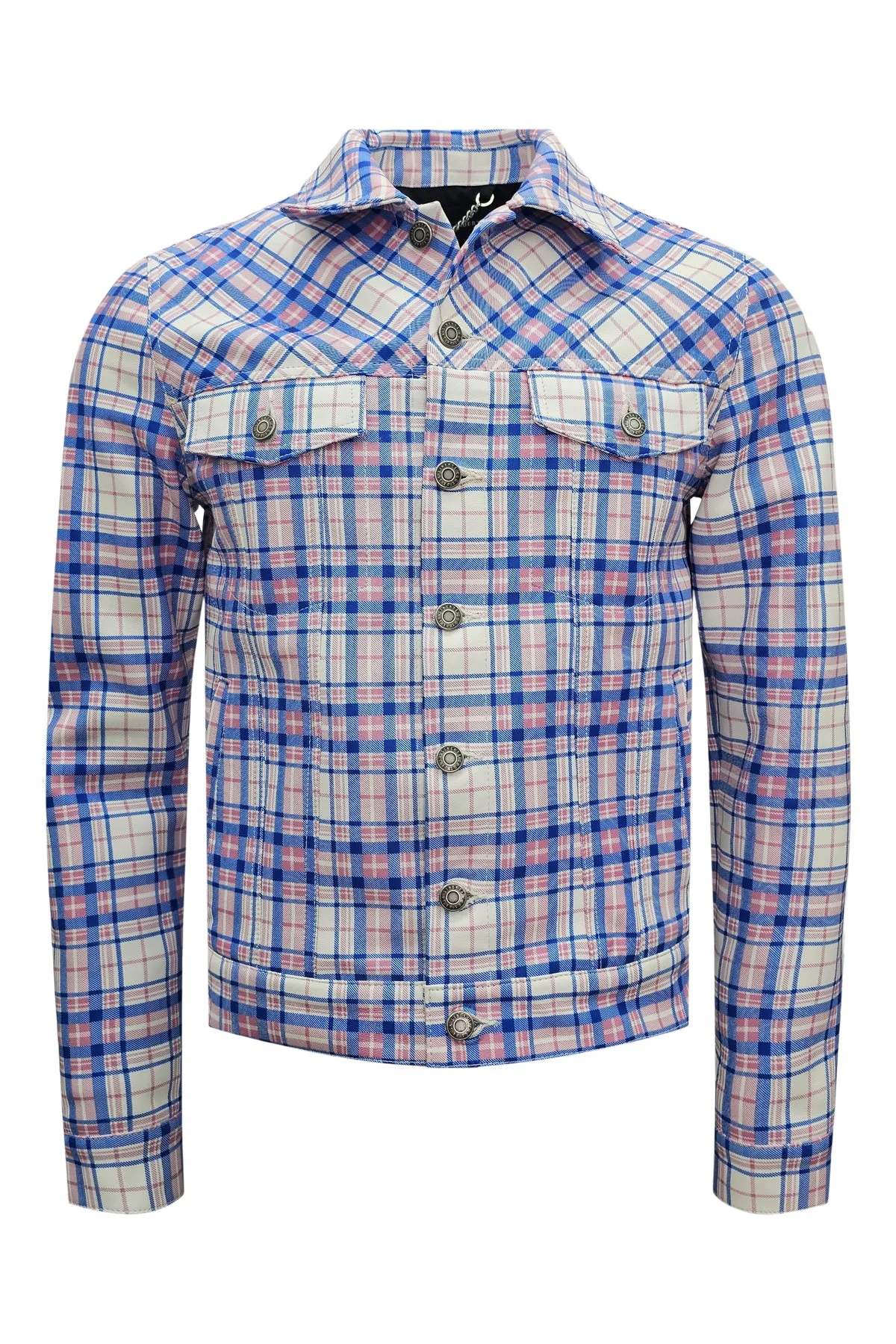 Johnny Leather Plaid Trucker Jacket sold by Coût De La Liberté product image thumbnail 3