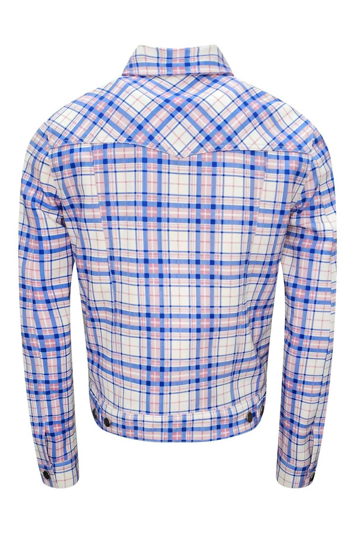 Johnny Leather Plaid Trucker Jacket sold by Coût De La Liberté product image thumbnail 4