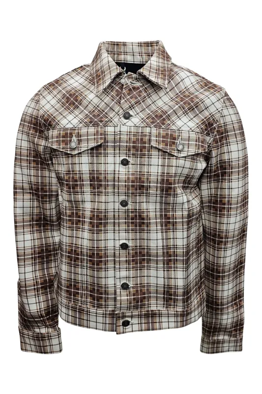 Johnny Leather Plaid Trucker Jacket made by Coût De La Liberté