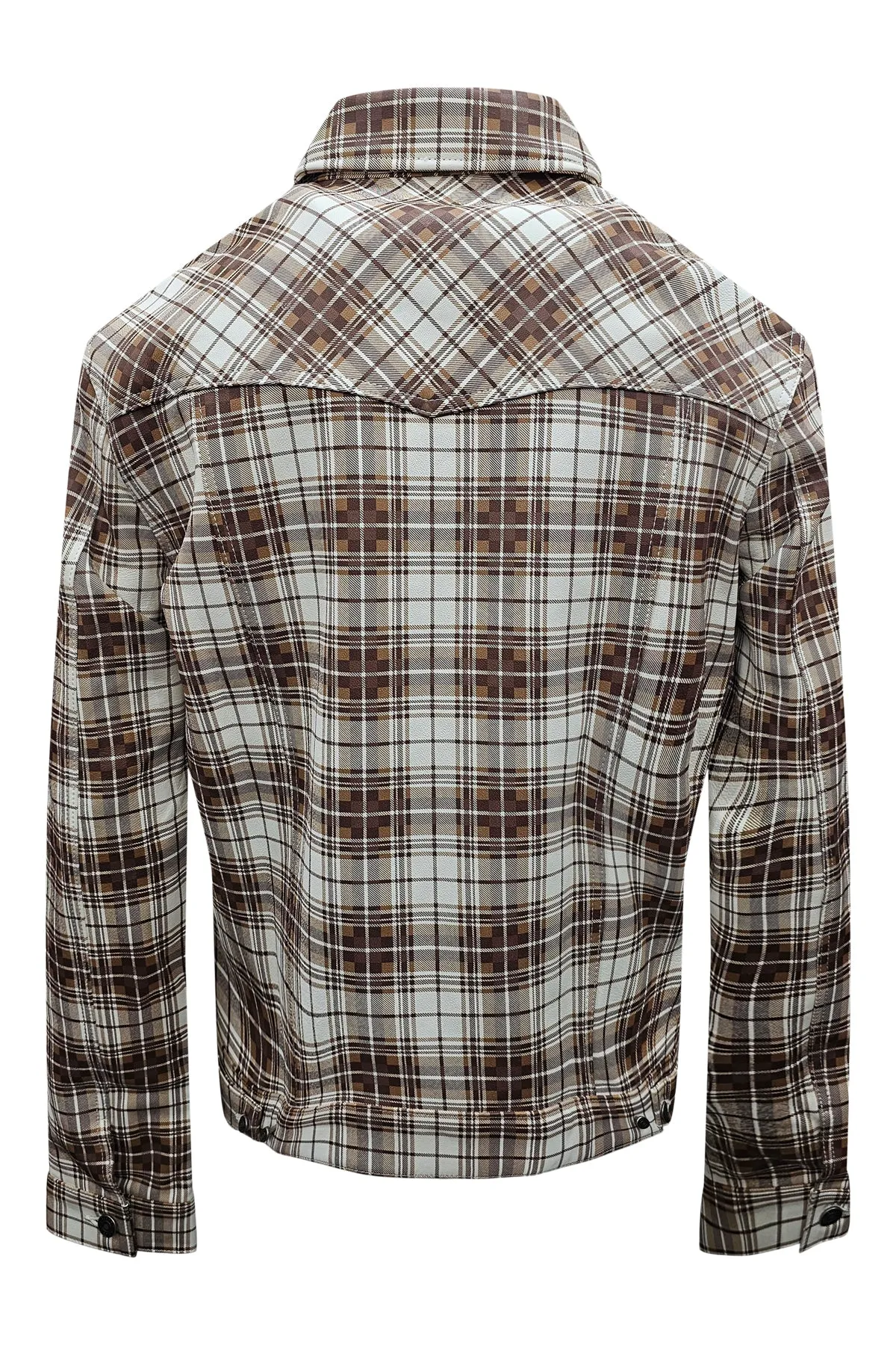 Johnny Leather Plaid Trucker Jacket sold by Coût De La Liberté product image thumbnail 2
