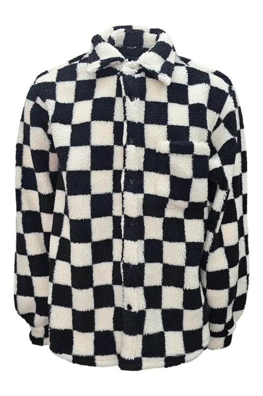 Tommy Check Board Sherpa Oversized Shirt made by Coût De La Liberté