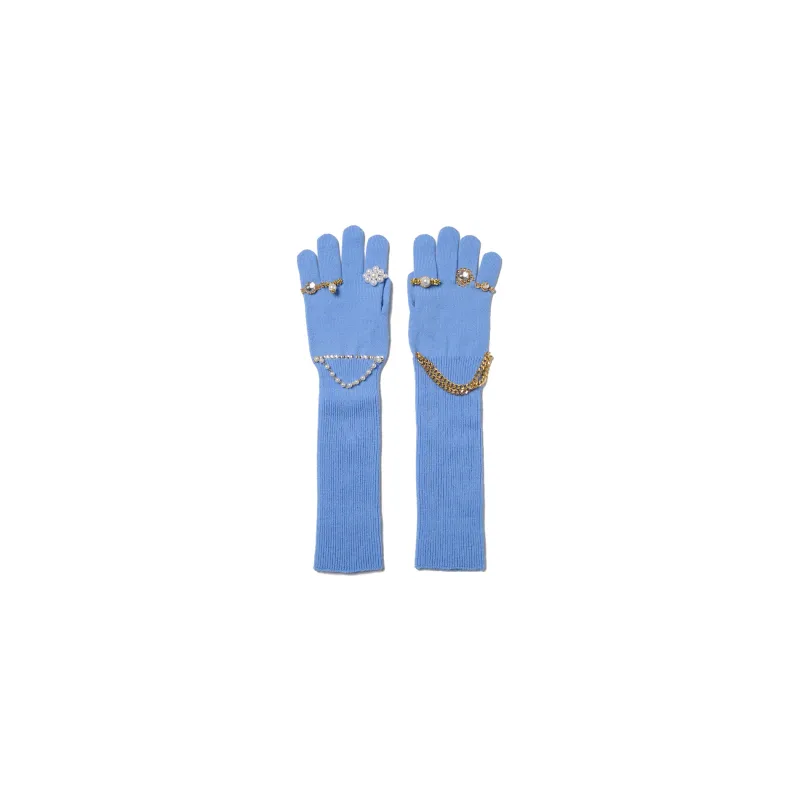 JEWELRY ATTACHED LONG GLOVES / SMALL: BLUE made by Doublet