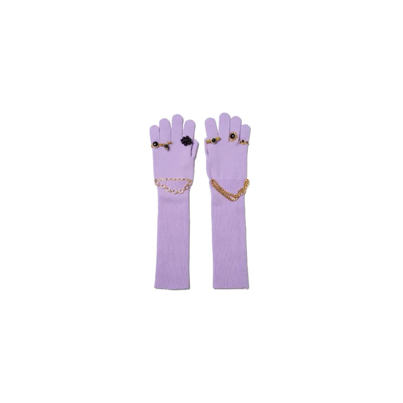 JEWELRY ATTACHED LONG GLOVES / SMALL: PINK made by Doublet