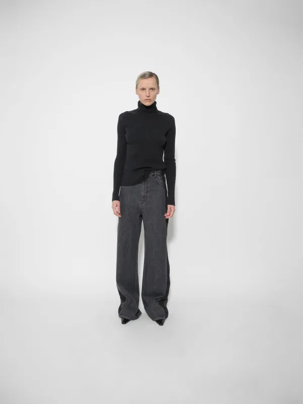 Anthracite Knitted Turtleneck Top made by GAUCHERE