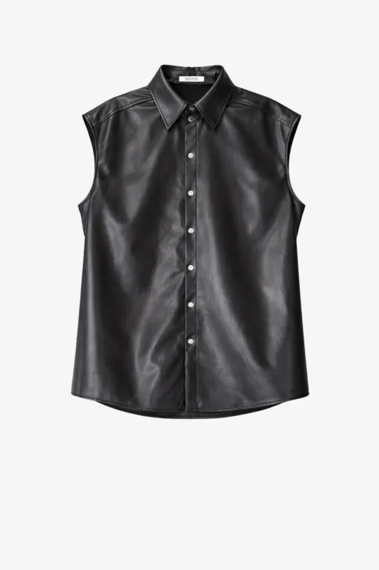 Faux Leather Shirt With Pleats made by GAUCHERE