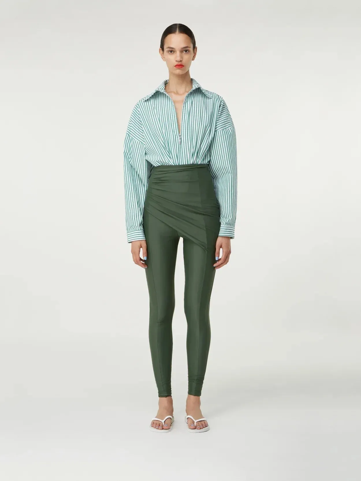 Loa White Evergreen – Cotton Poplin Zip Bodysuit sold by GAUGE81 product image thumbnail 3